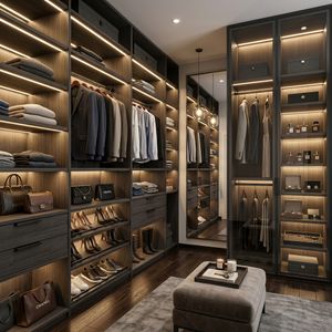 Walk-in Closets: Lujo y organización con acabados de alta gama